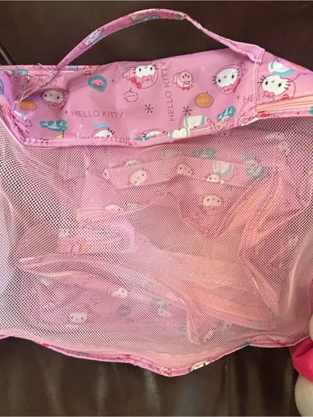 Hello Kitty Pink Mesh storage Bags with Character Print